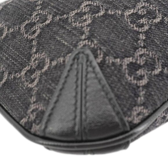 Gucci  Horsebit Slim Small GG Monogram Denim Hobo Shoulder Bag Black 774719 - Picture 7 of 11